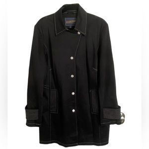 Pendleton Women’s Snap Front Polka Dot Lined Trench Coat Black SZ 16